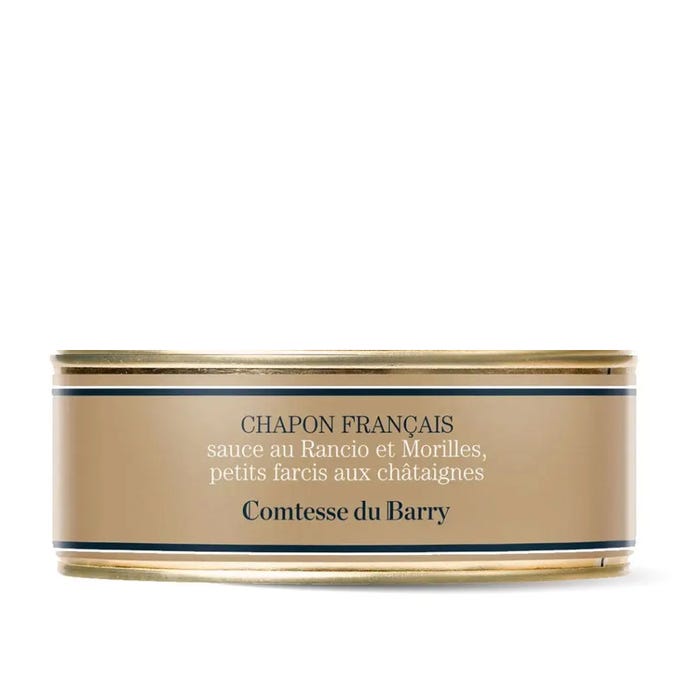 Chapon Français sauce au Rancio et morilles petits farcis aux châtaignes main product photo