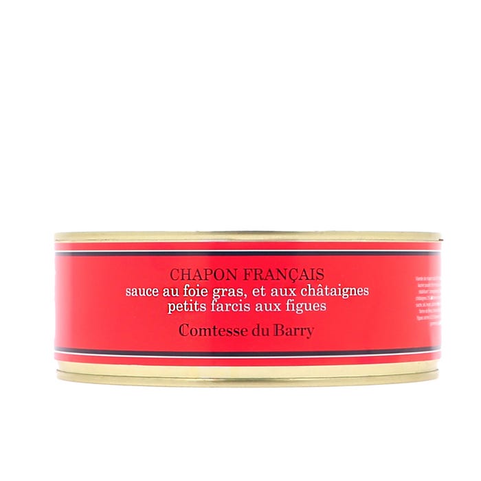Chapon Français sauce au foie gras et aux châtaignes petits farcis aux figues main product photo