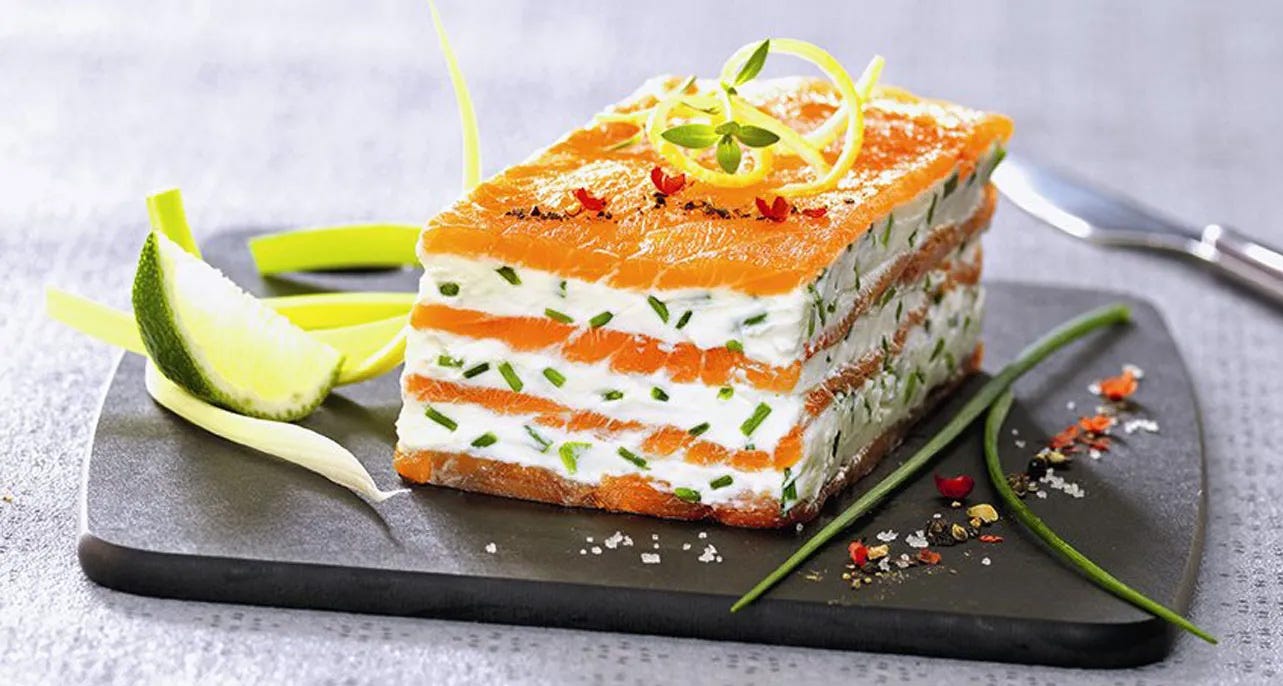 Millefeuille de saumon fumé au mascarpone citronné