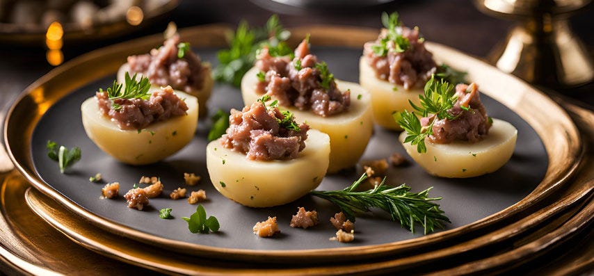 Bouchées gourmandes de pommes de terre aux rillettes