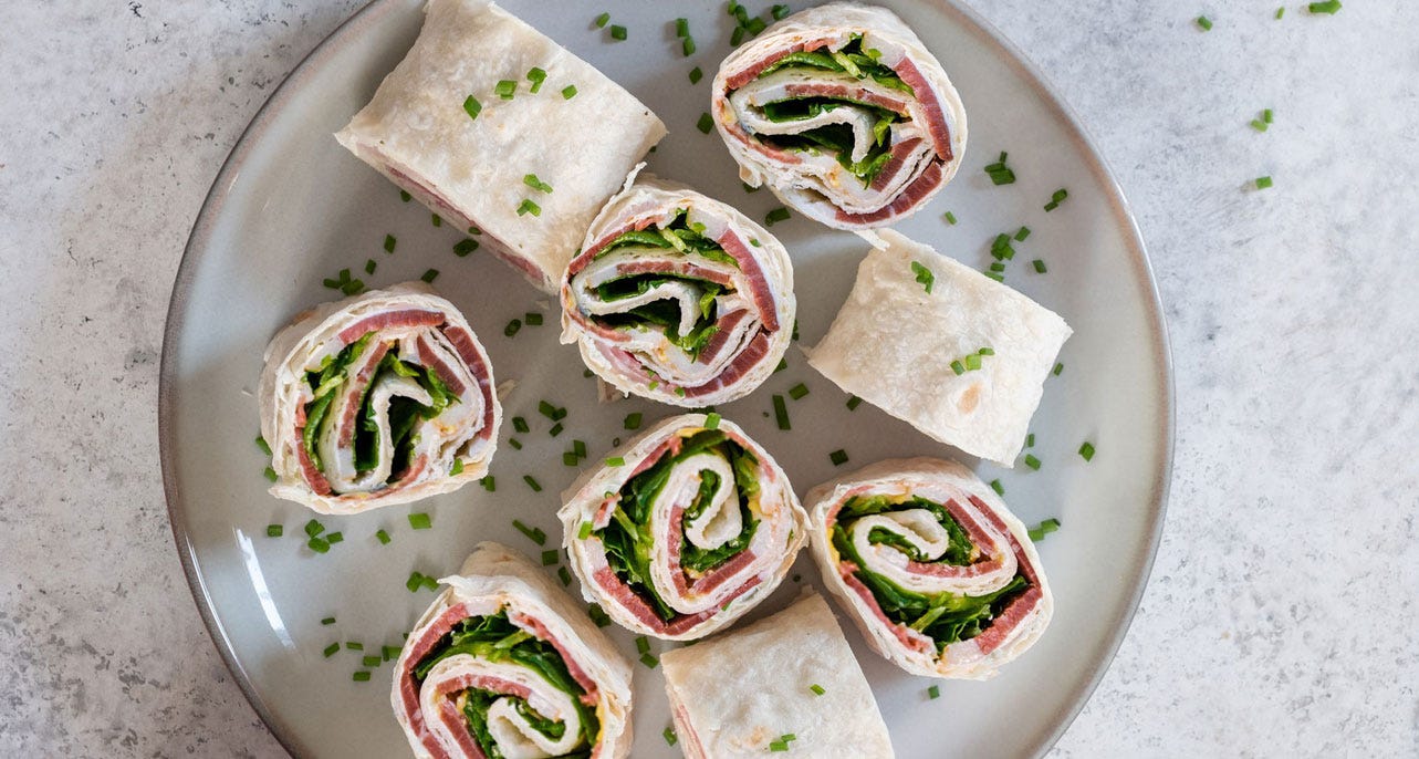 Wraps au magret de canard fumé & crème de poivrons
